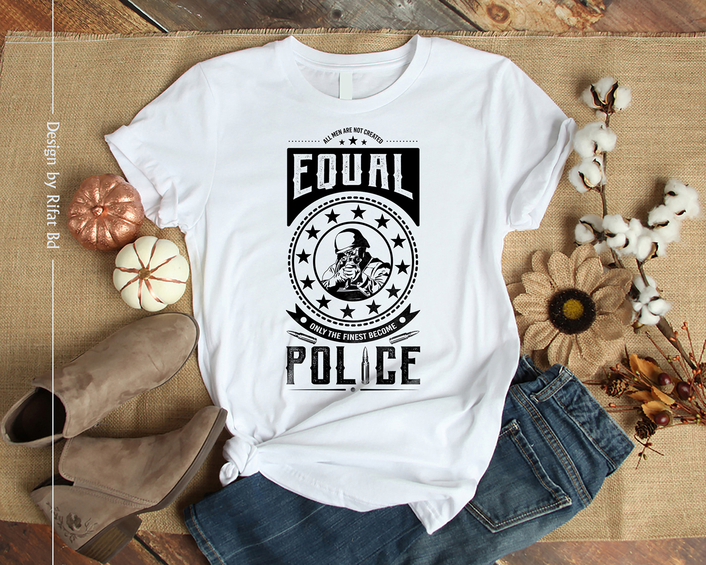 Clothing Fashion  Fighter Gun ILLUSTRATION  Policeman sweetwear t-shirt Tshirt Design vector
