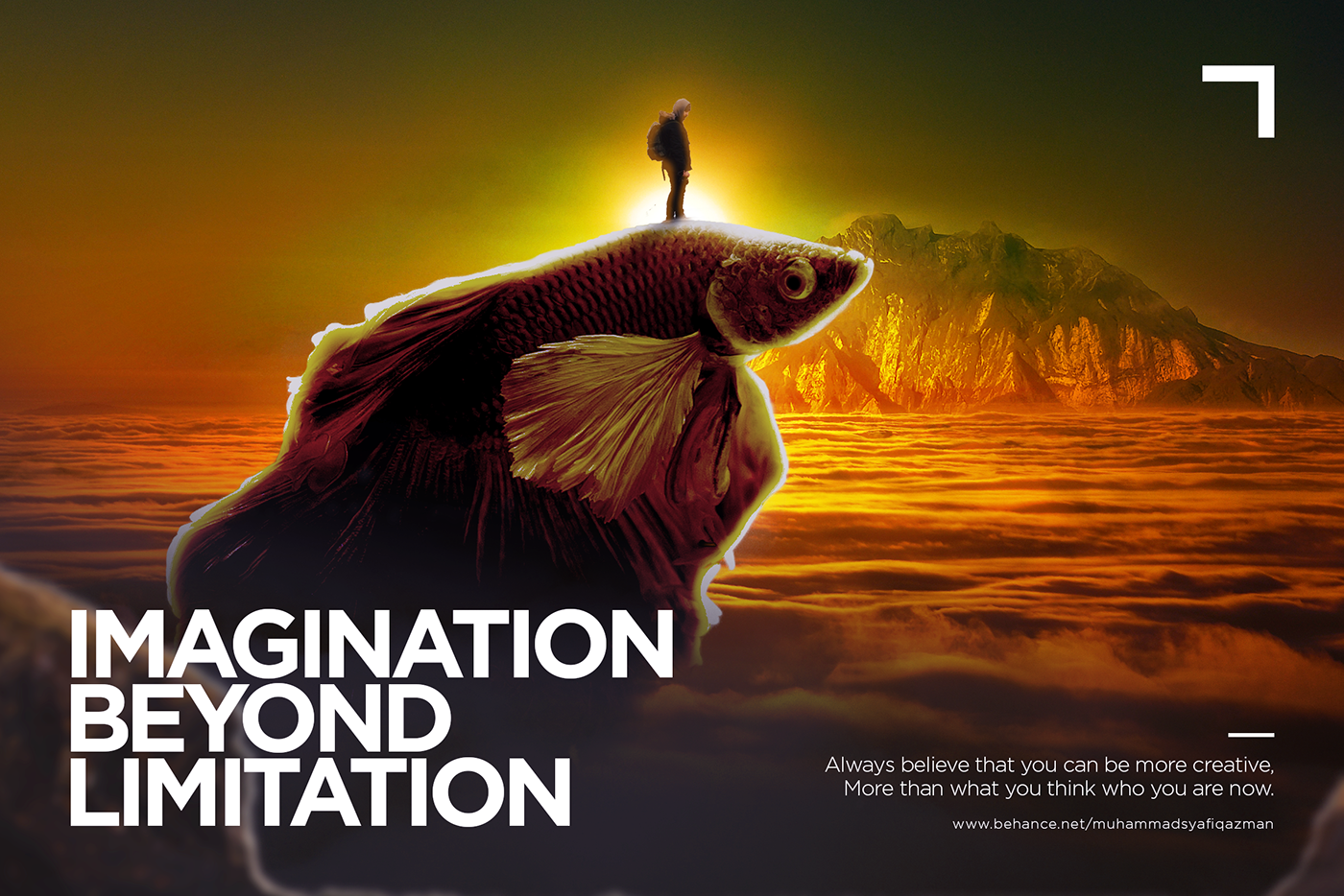 photomanipulation design ILLUSTRATION  fish SKY imagination mountain creative dreams