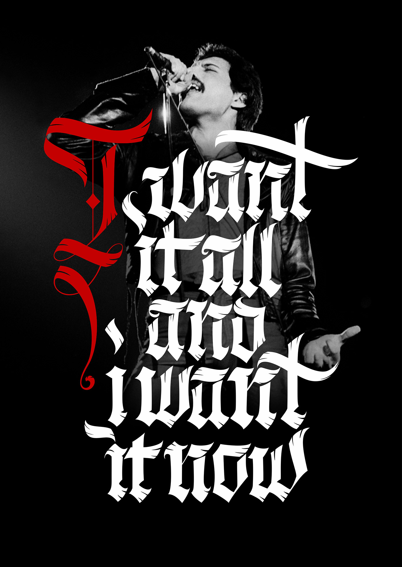 lettering poster queen Freddie Mercury Russia gothic Blackletter