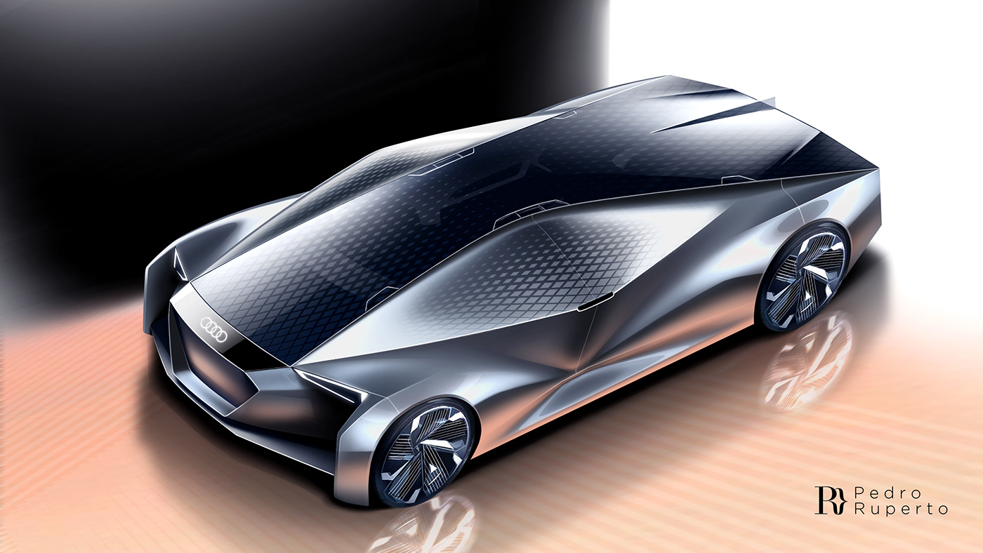 Audi Autonomous electric car sketch transportation design rendering photoshop elegant