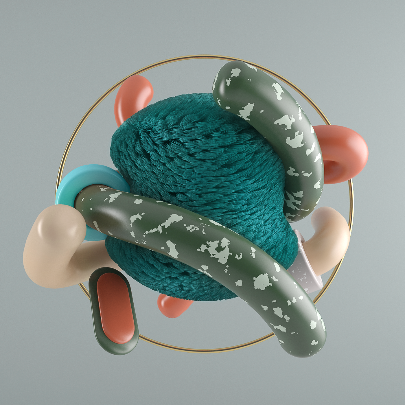 set 3D 4d Render shapes minimalist vray abstract Freelance worms