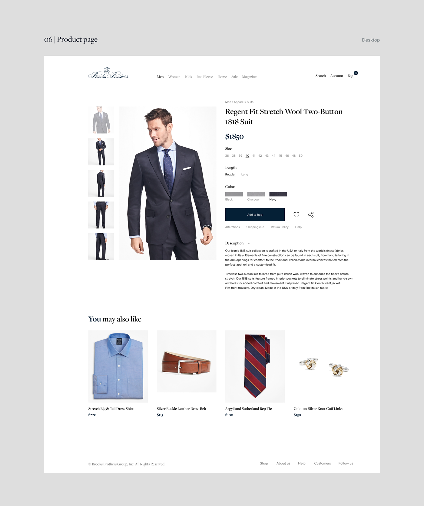 redesign e-store brooks brother Fashion  Web-site online store UI ux Clothing