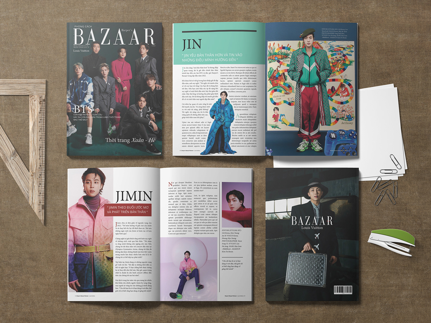 bts kpop bazaar magazine Magazine design book Layout Luis Vuitton