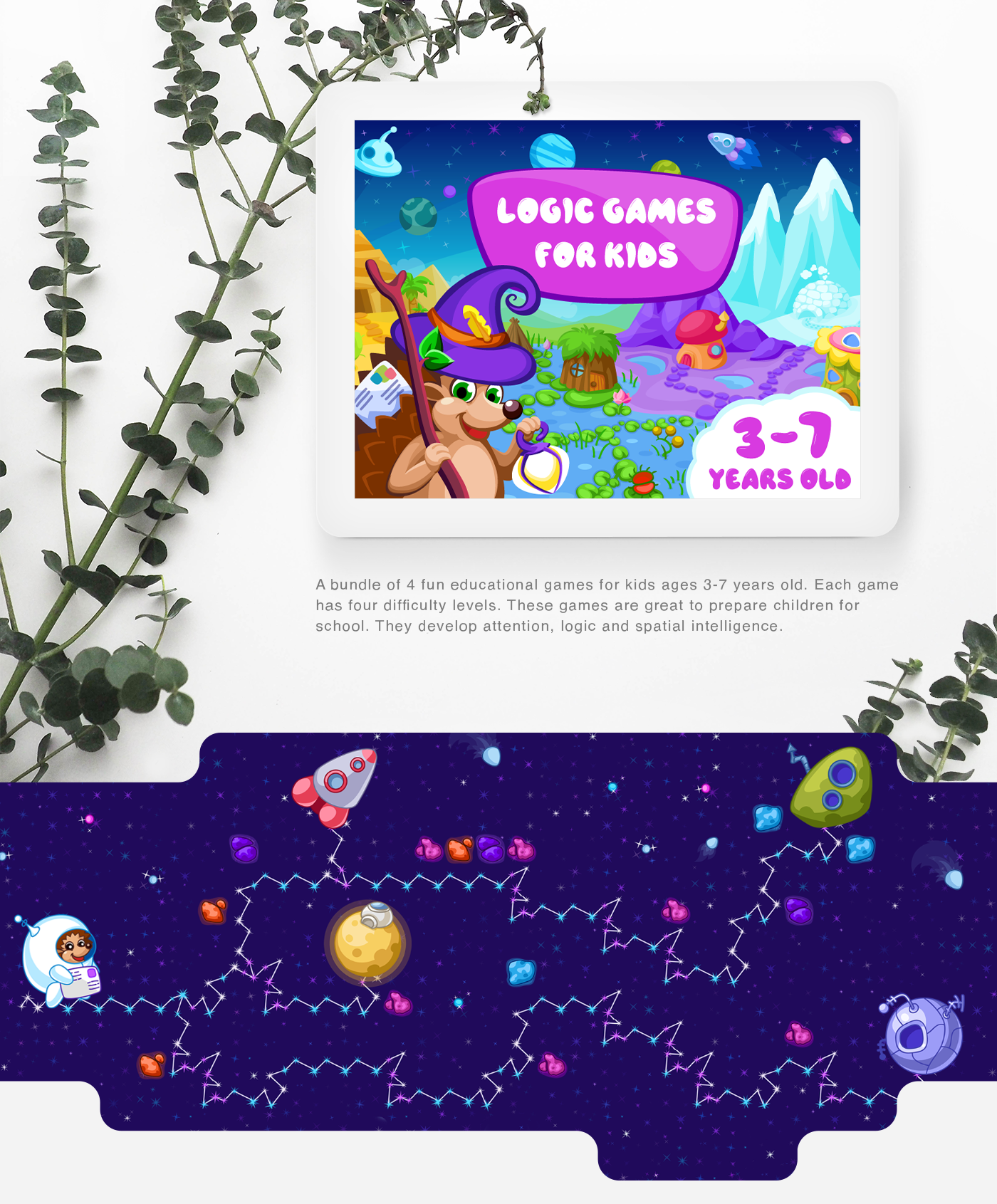 game Vector Illustration Game for Kids Hedgehog Space  forest