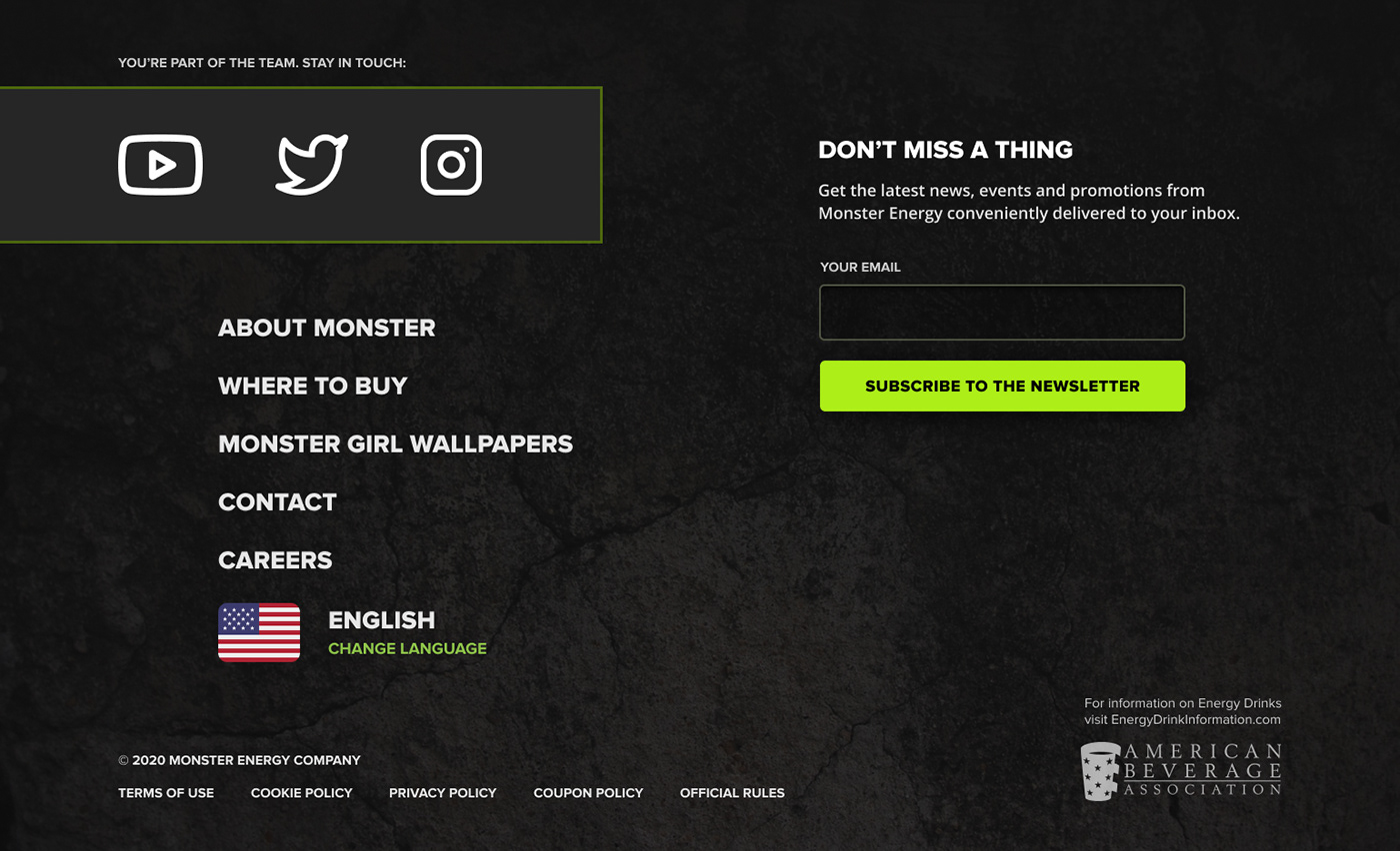 monster energy redesign website redesign Dark Design dark mode dark ui dark website monster monsterenergy Web Design 