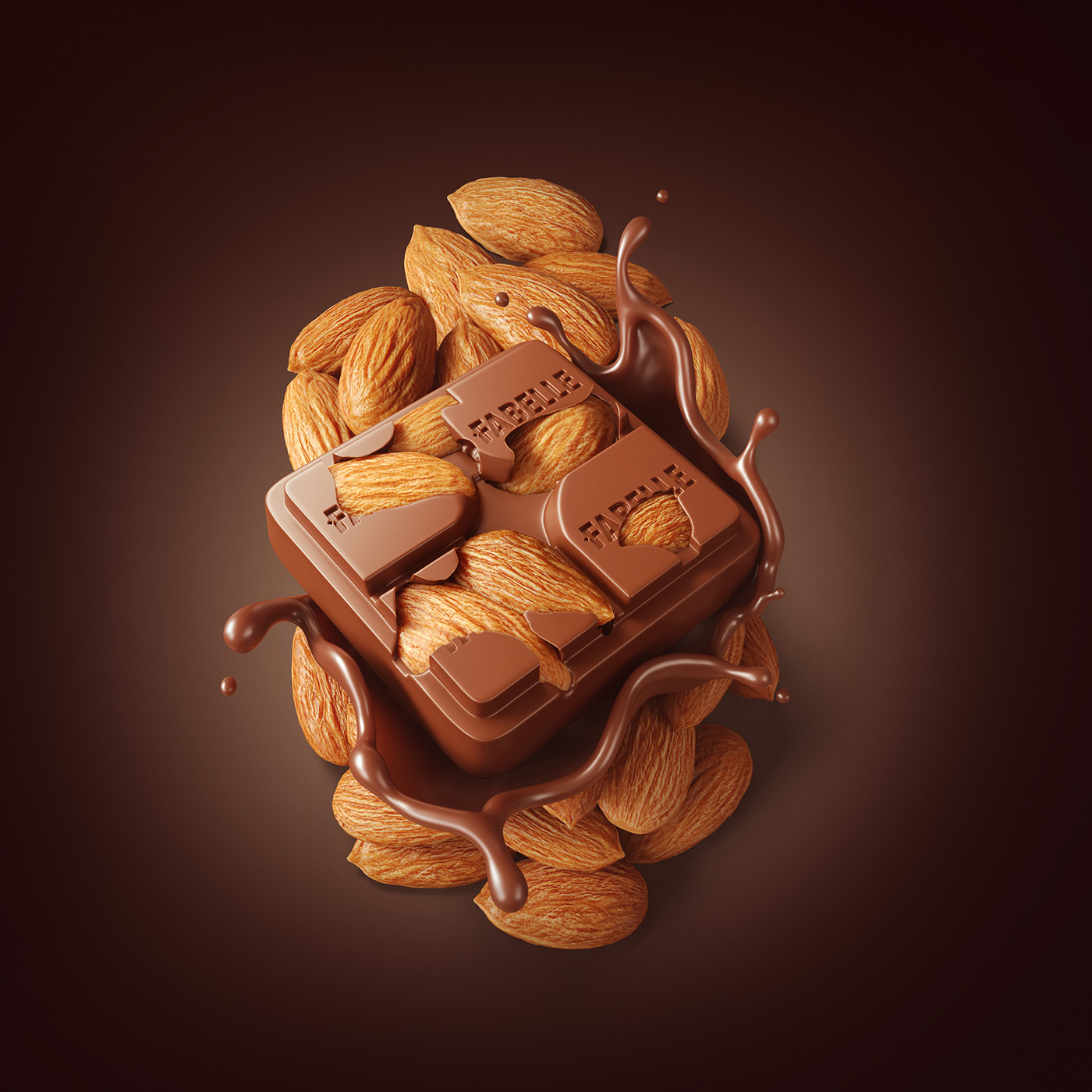 3D Advertising  art CGI chocolates Fabelle Food  Packaging premium realistic