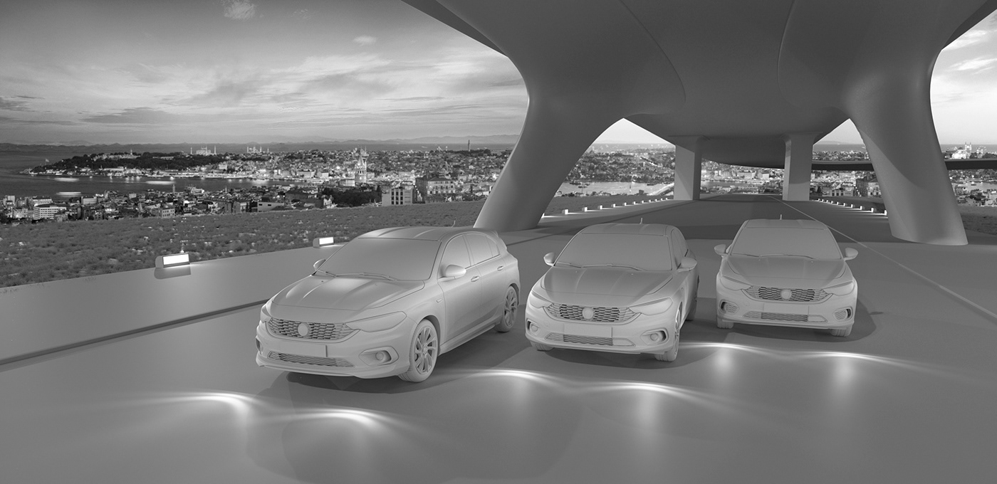 alld automotive   car fiat CGI alldstudio bridge night Photography  3D