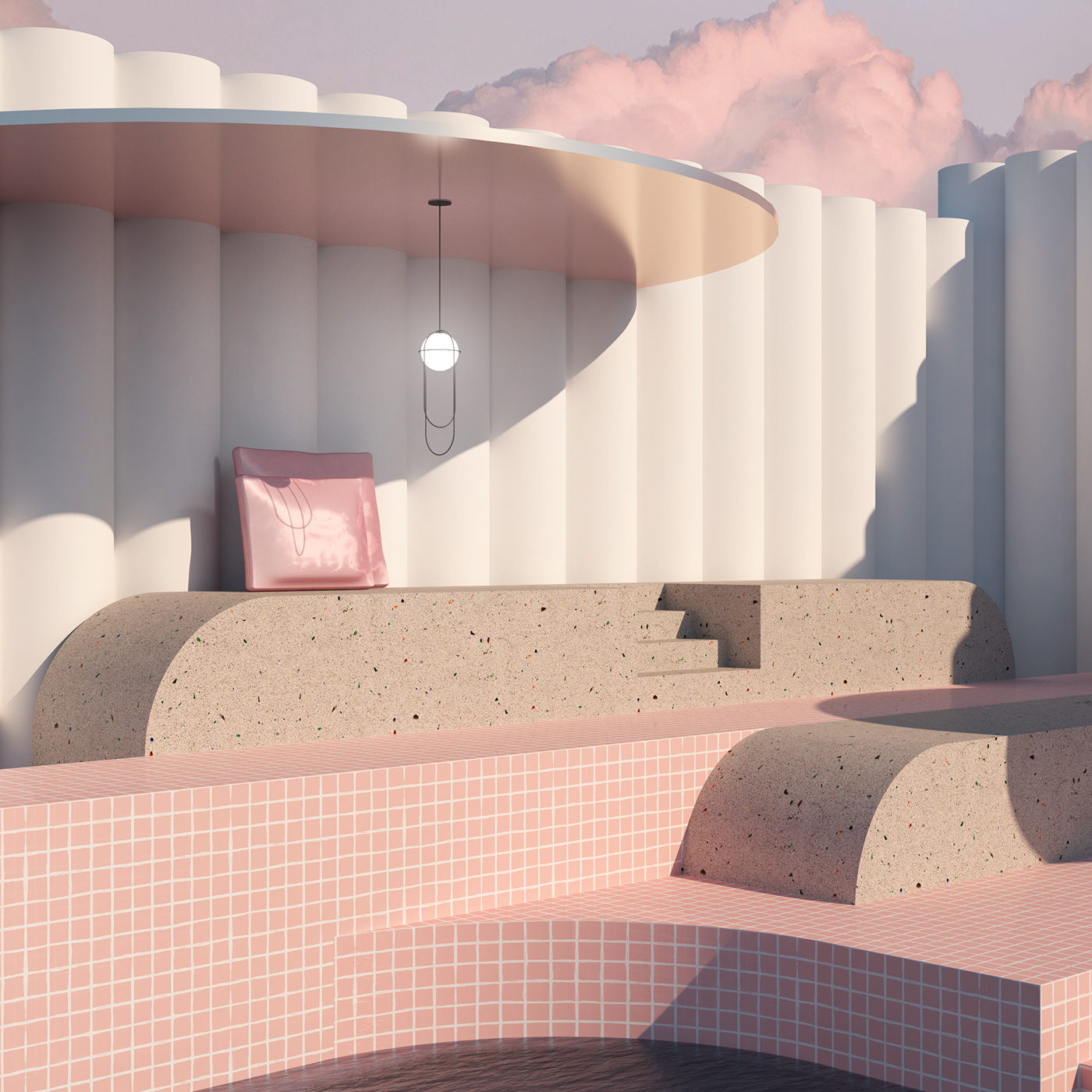 ILLUSTRATION  graphic 3dmodel rendering vray Render Pink Design Pink interior digital Digital Art 