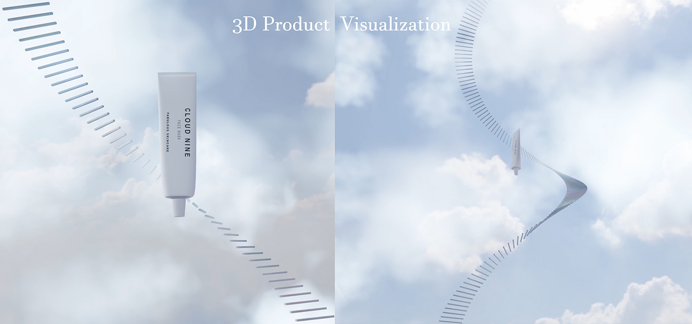 SKY Nature beauty animation  Digital Art  concept 3d cosmetics brand identity blender 3D product visualization