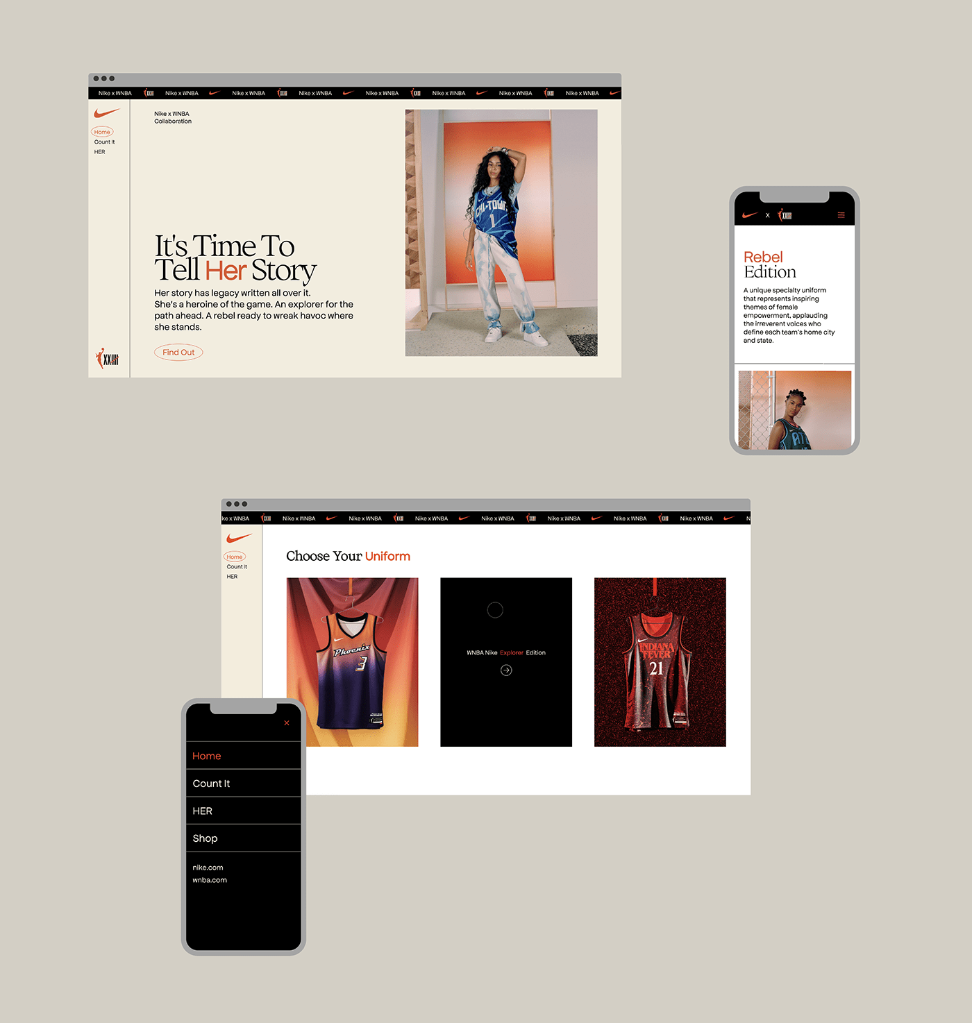 front-end Nike ui design Web Design  Website WNBA basket Front end development NBA