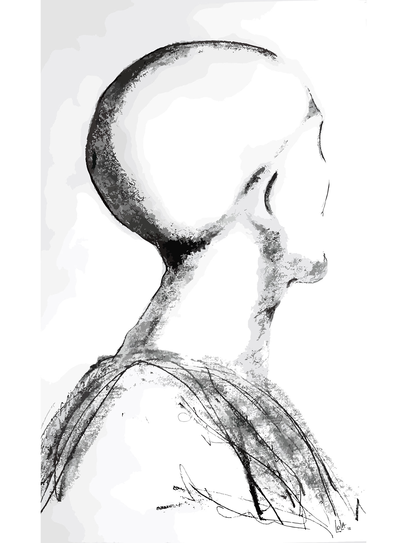 carvão Ilustração realismo detalhes preto e branco crânio cabeza dibujo cabeça lapiz hombre oreja