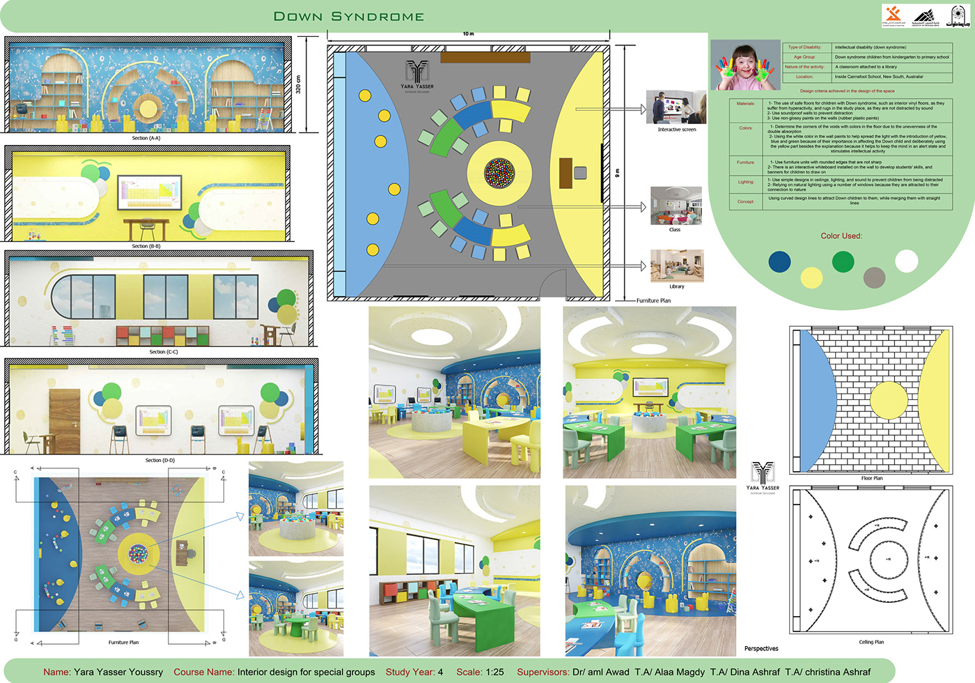 kindergarten design kindergarten children kids interior design  architecture Render 3ds max vray downsyndrome