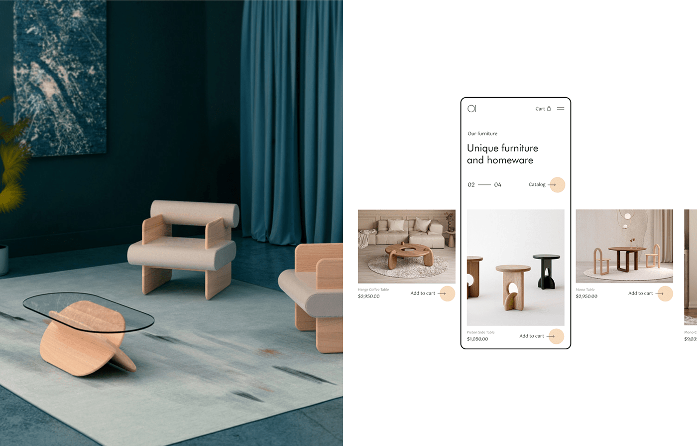 concept design furniture minimal redesigning UI/UX user interface Webdesign Website