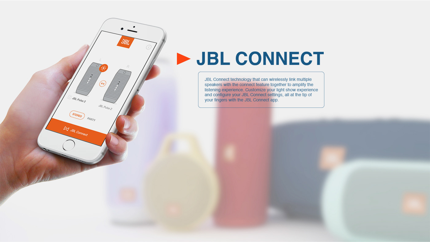 jbl app speaker Harman Design Center light theme UI ux iOS App Android App multi-channel Pulse 2 Flip 3 xtreme control