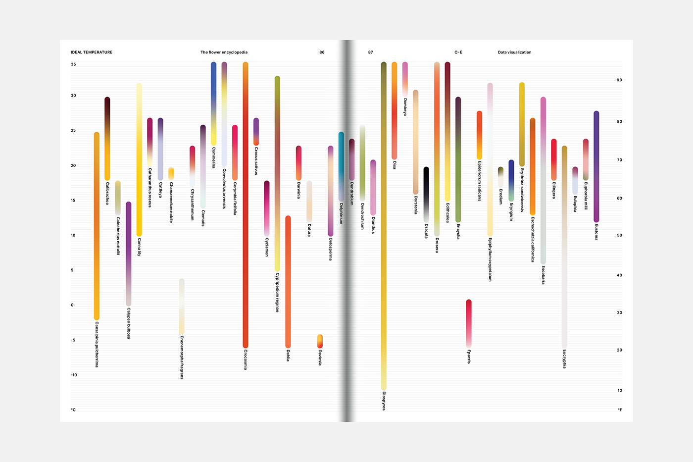 book cover design data visualization editorial Encyclopedia Flowers infographic information design gradient ISIA Urbino