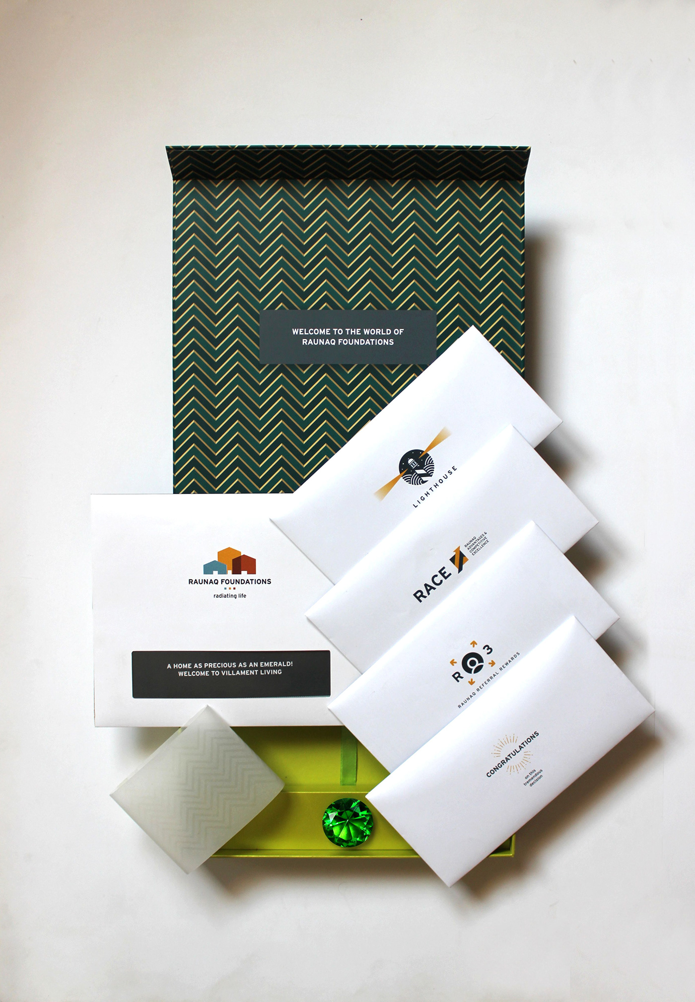 Innovative welcome Kit welcome kit Real Estate Branding Innovative Direct Mailer LP Magesh mah design strategy Raunaq Emerald real estate advertising Raunaq Foundations emerald