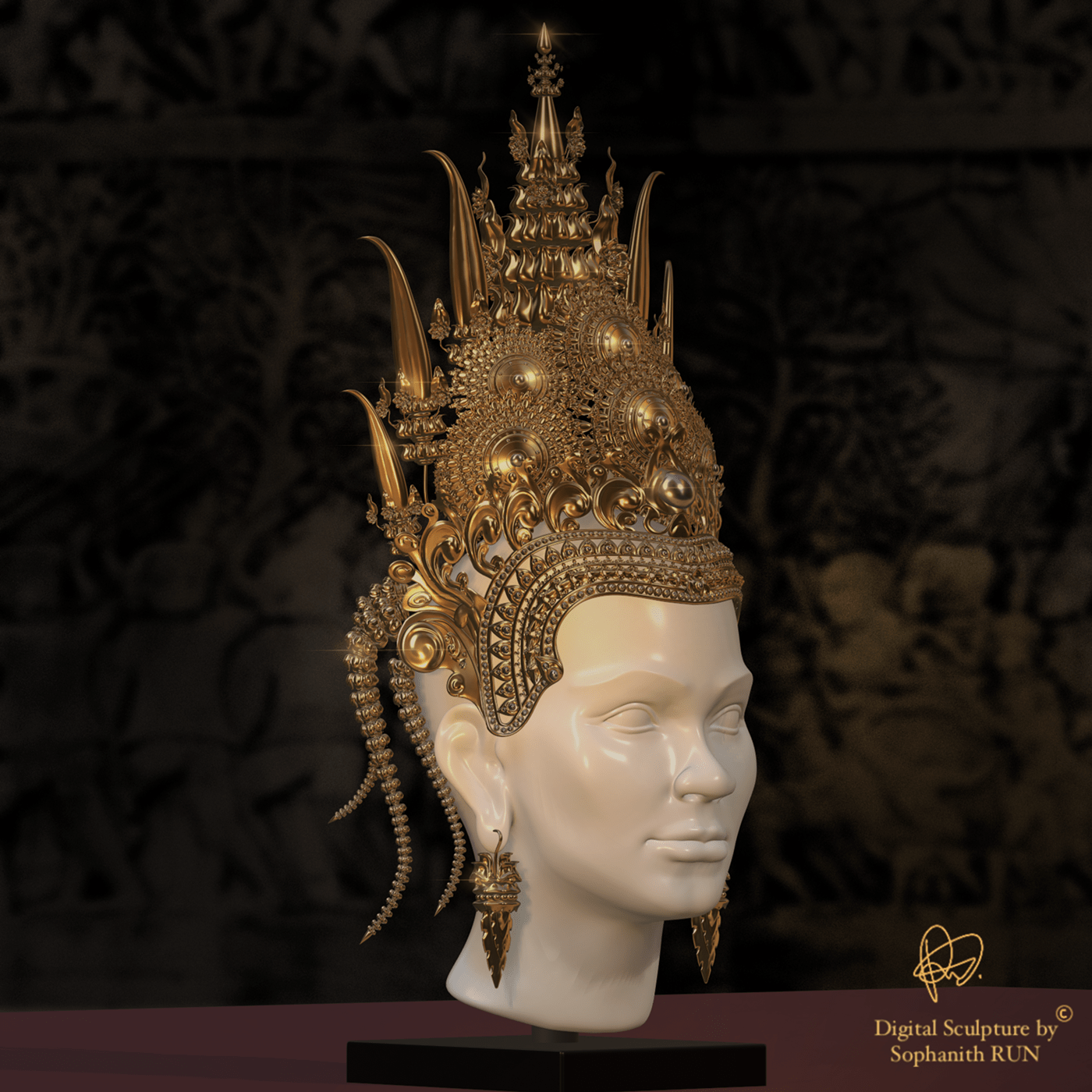 digitalart 3dart Apsara headdress Nomad Sculpt khmerart