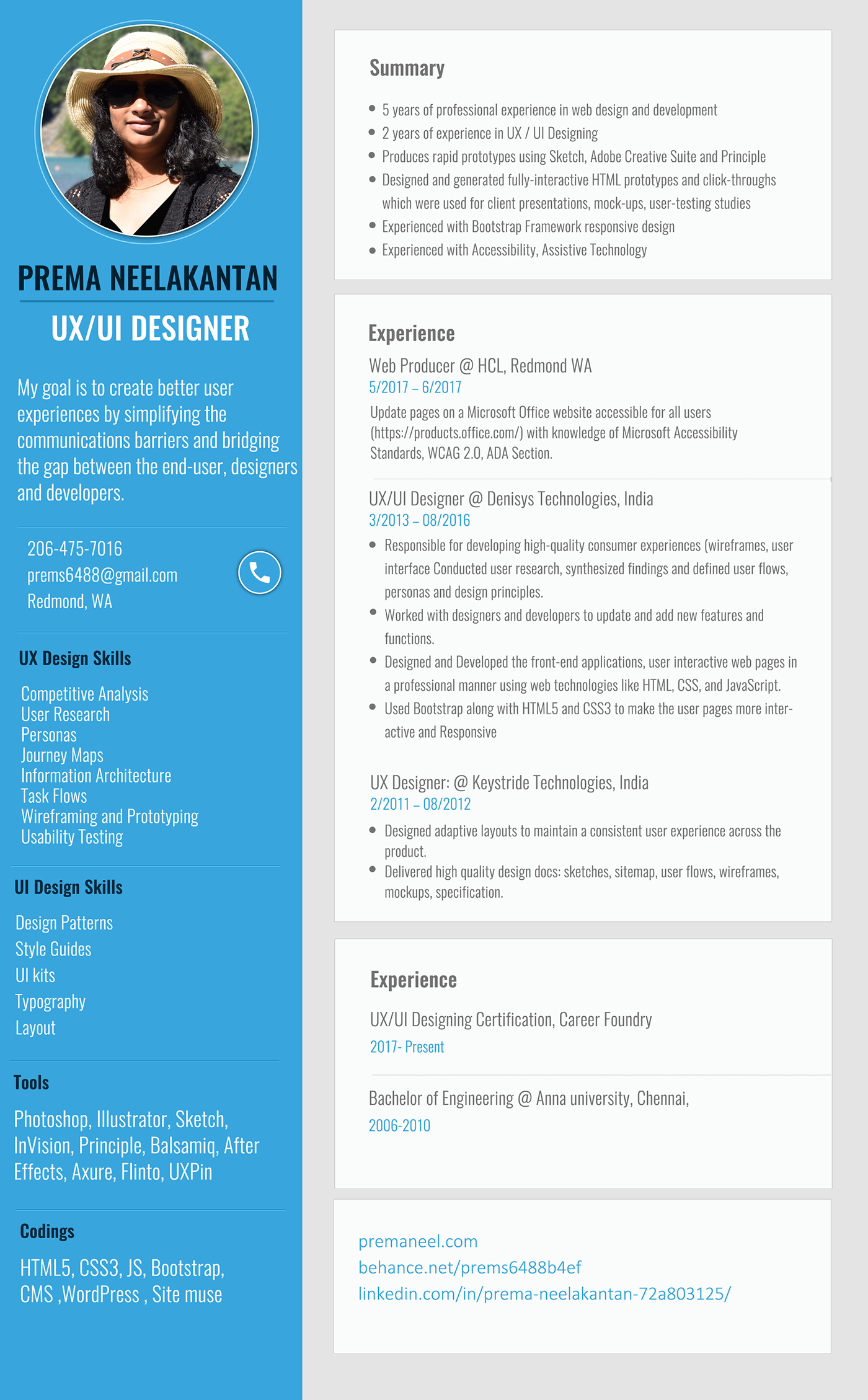My CV/ Resume UI/UX, Web designer on Behance