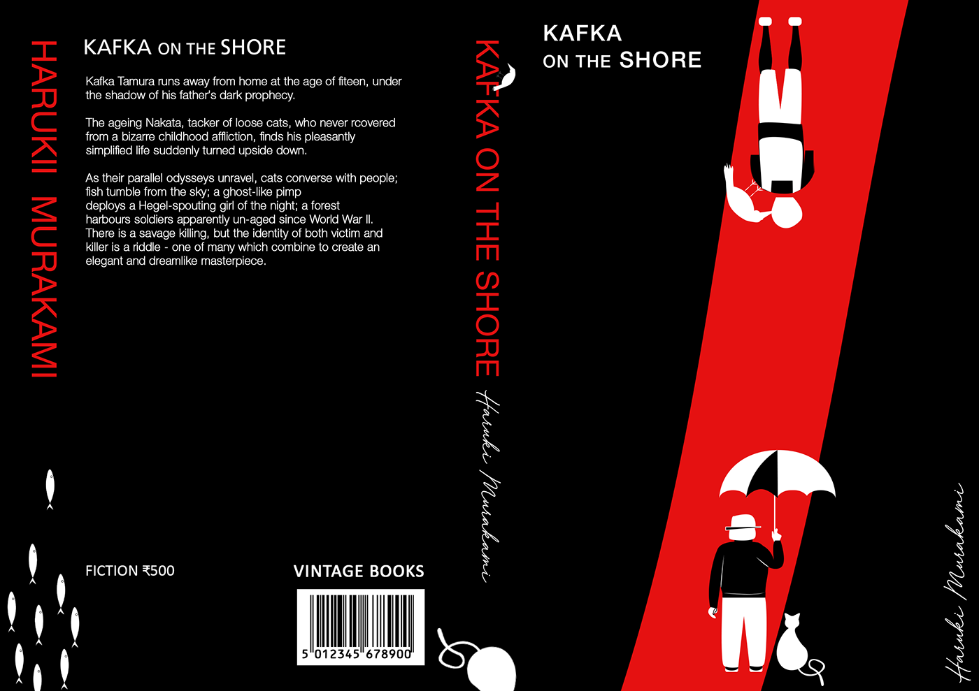 book cover ILLUSTRATION  photoshop Murakami Kafkaontheshore