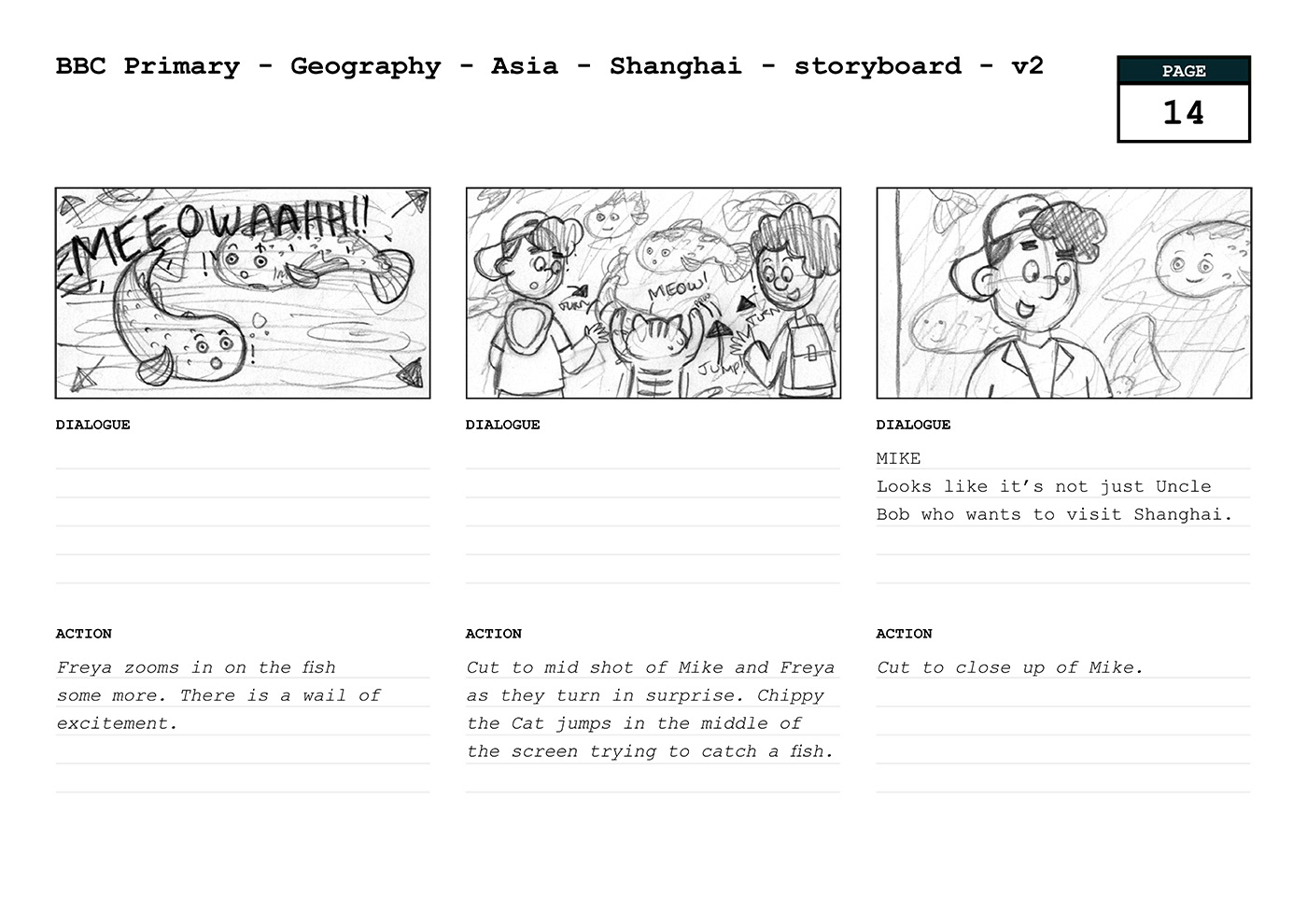 Sample storyboard for a Geography animation.