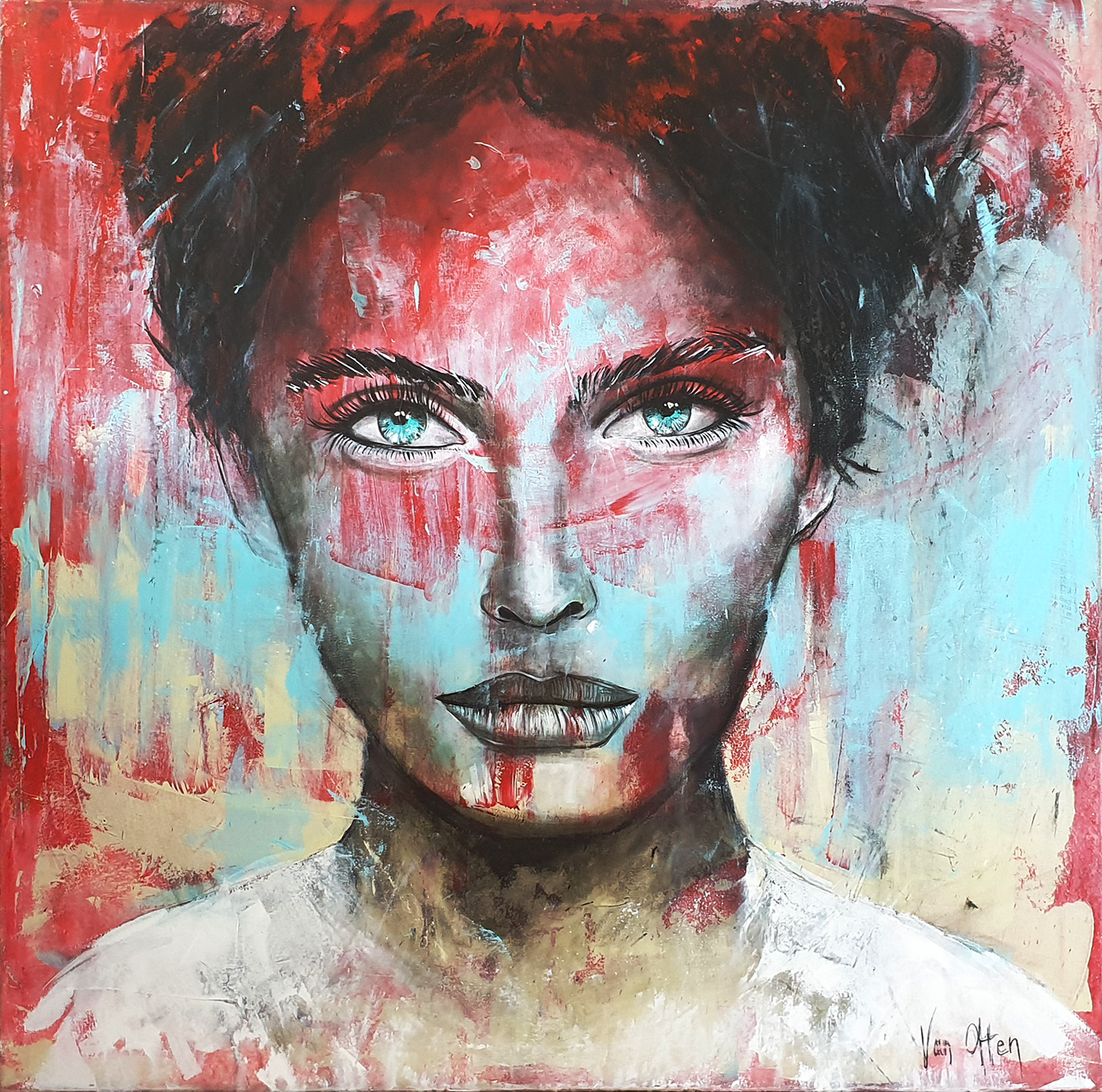 acrylic artcontemporary colors face figuratif gallerie painter peinture acrylique visages