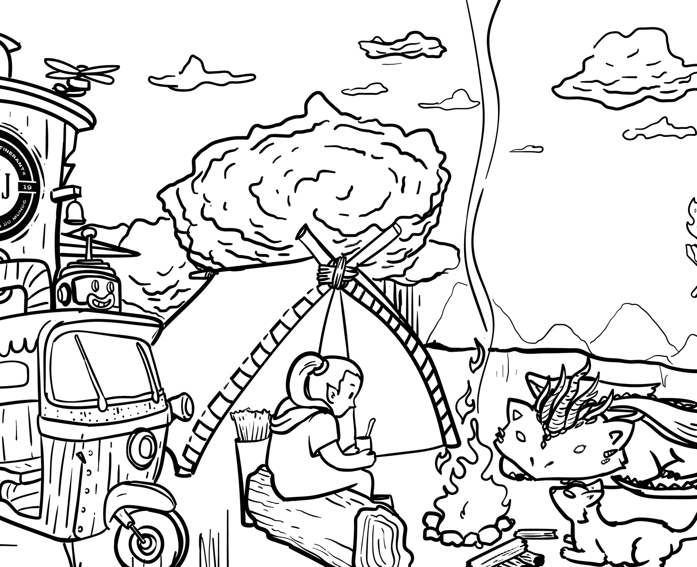 Para colorir Crianças fantasia thiago melo fantasy draw ilustracion