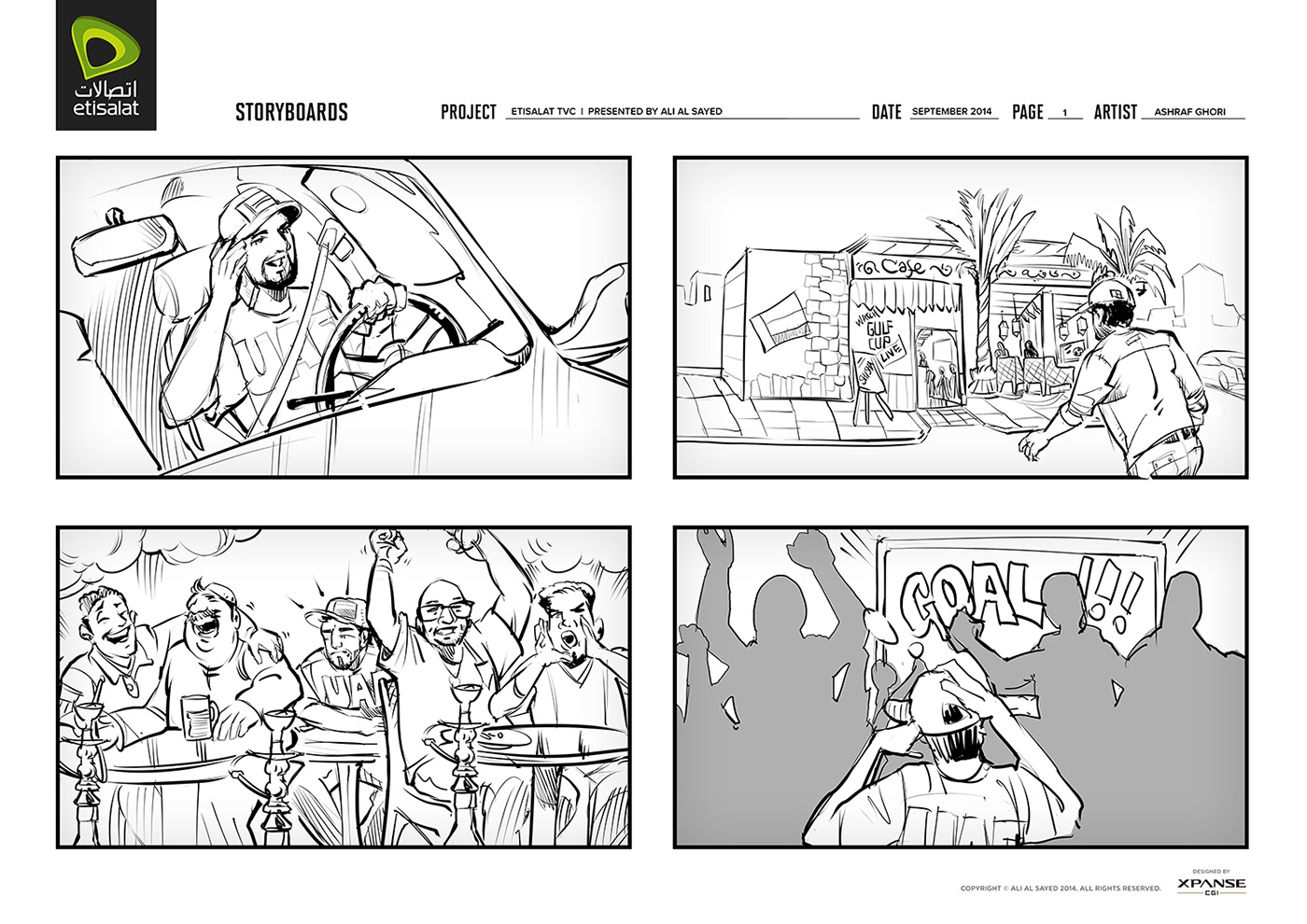 ali alsayed etisalat elife Storyboards funny TV Commercial series UAE dubai ILLUSTRATION 