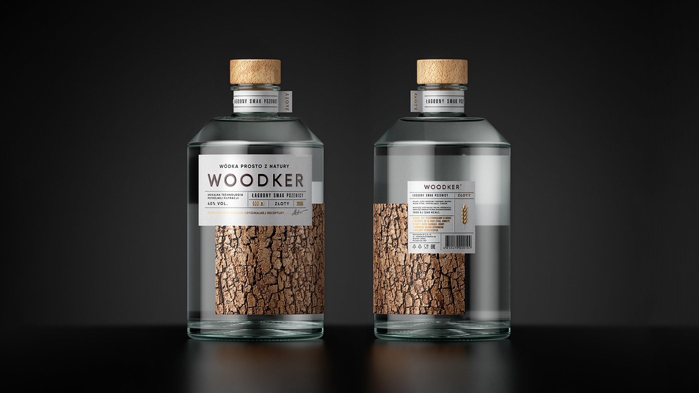 alcohol Vodka bottle glass wood Spirits Packaging poland Label Minimalism