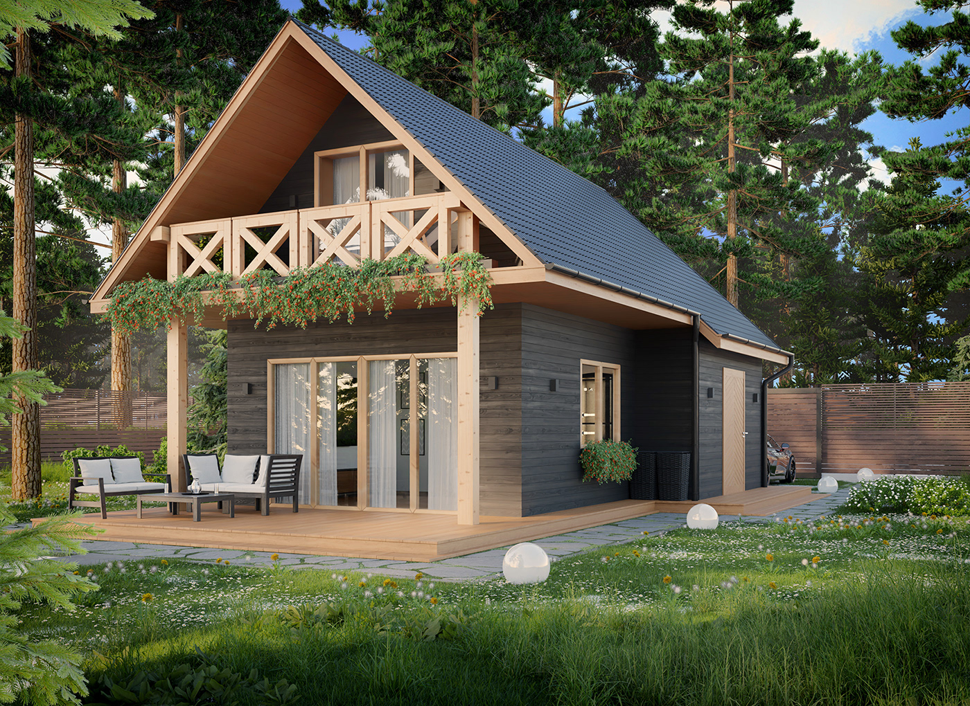 architecture cabin exterior house visualisation