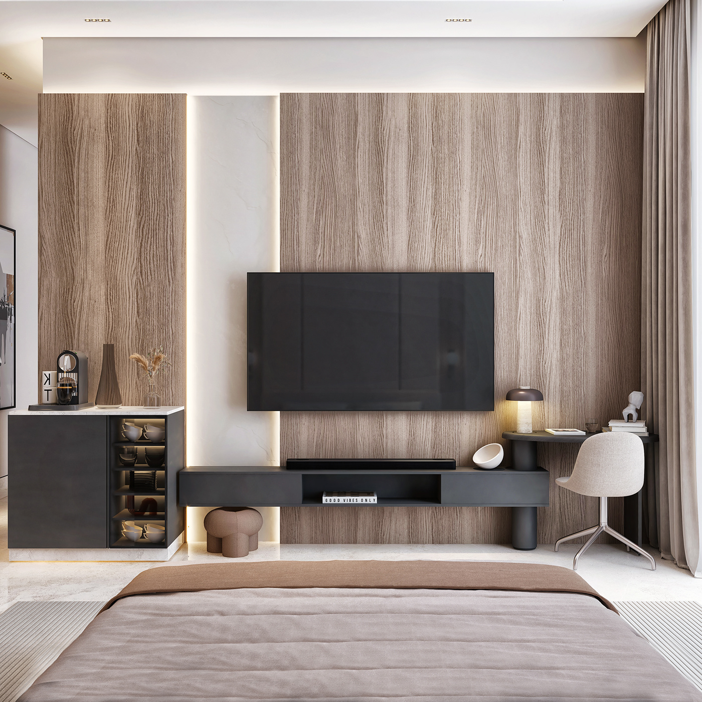 architecture interior design  visualization 3ds max vray hotel bedroom master bedroom bedroom headboard bed