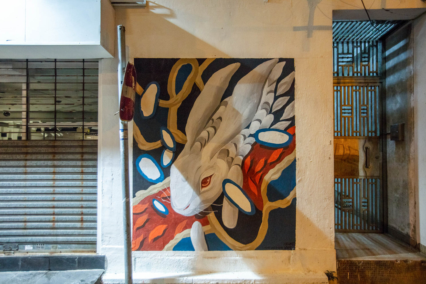 HKWALLS 2019 Street Art - Moon Rabbit mural in Hong Kong, by Shann Larsson - Vans HK 
