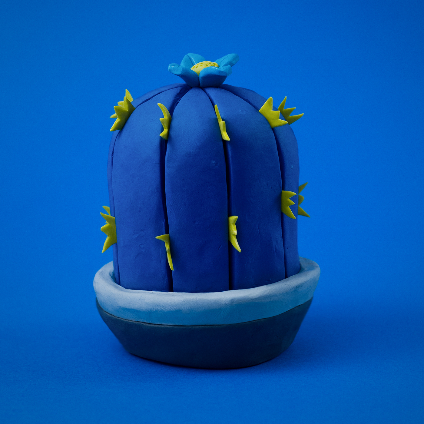 clay Plasticine art ILLUSTRATION  blue cactus
