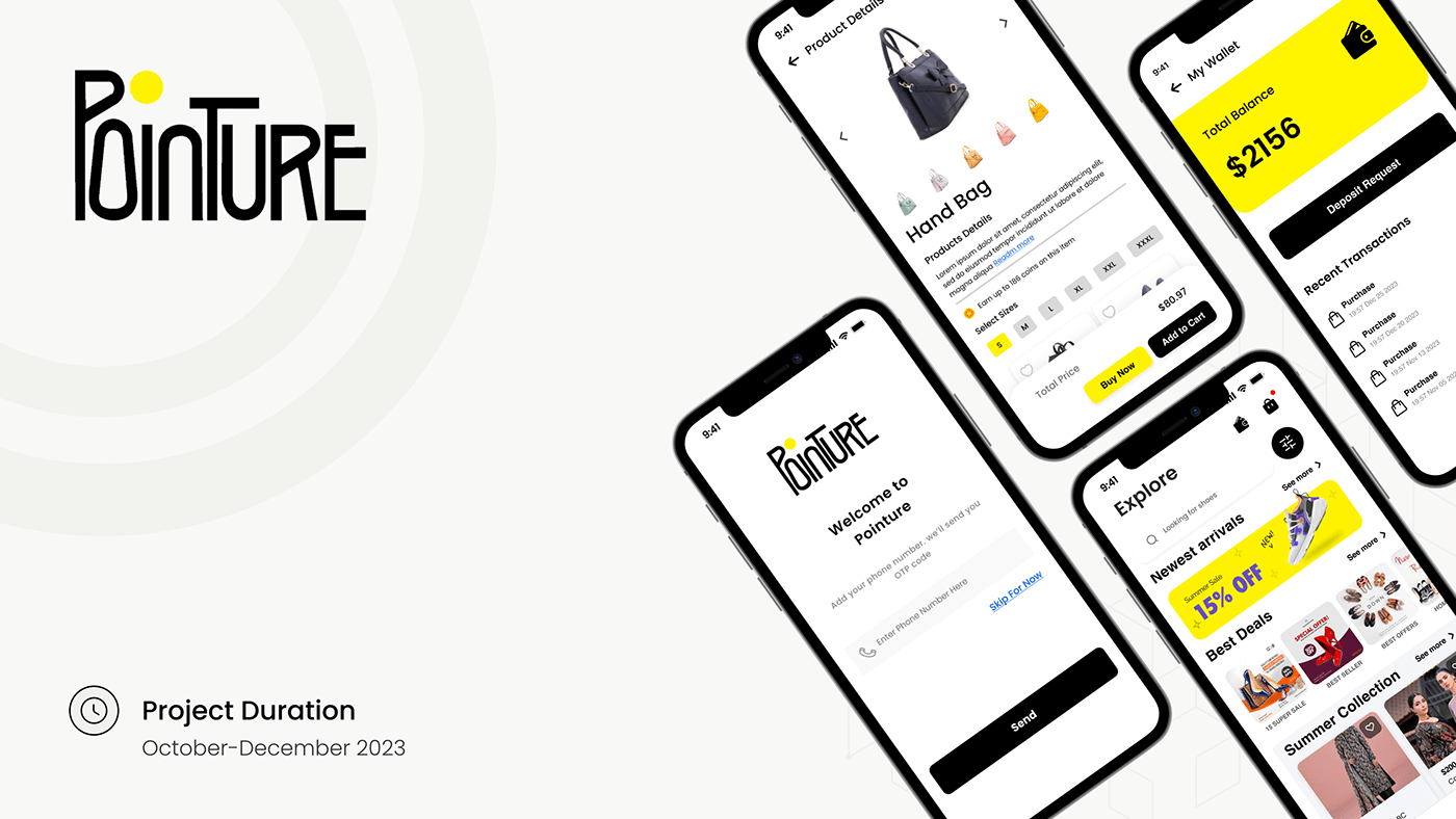 Mobile app UI/UX user interface app design application Figma yellow and black business brand identity design