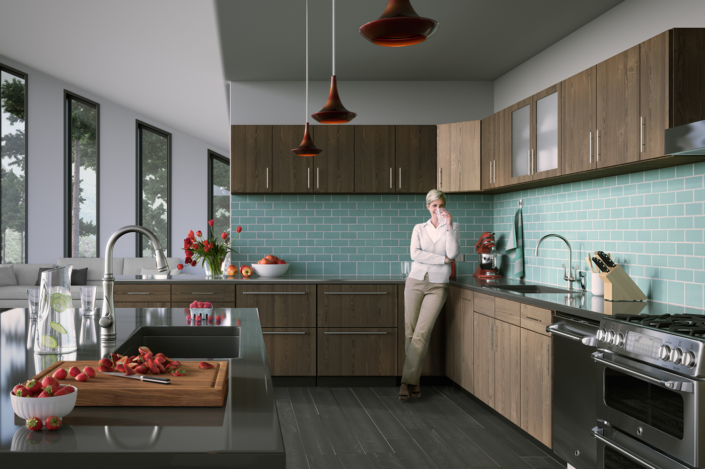kitchen 3D Rendering CGI Kitchen Appliance appliance Architectural rendering Tomato Faucet