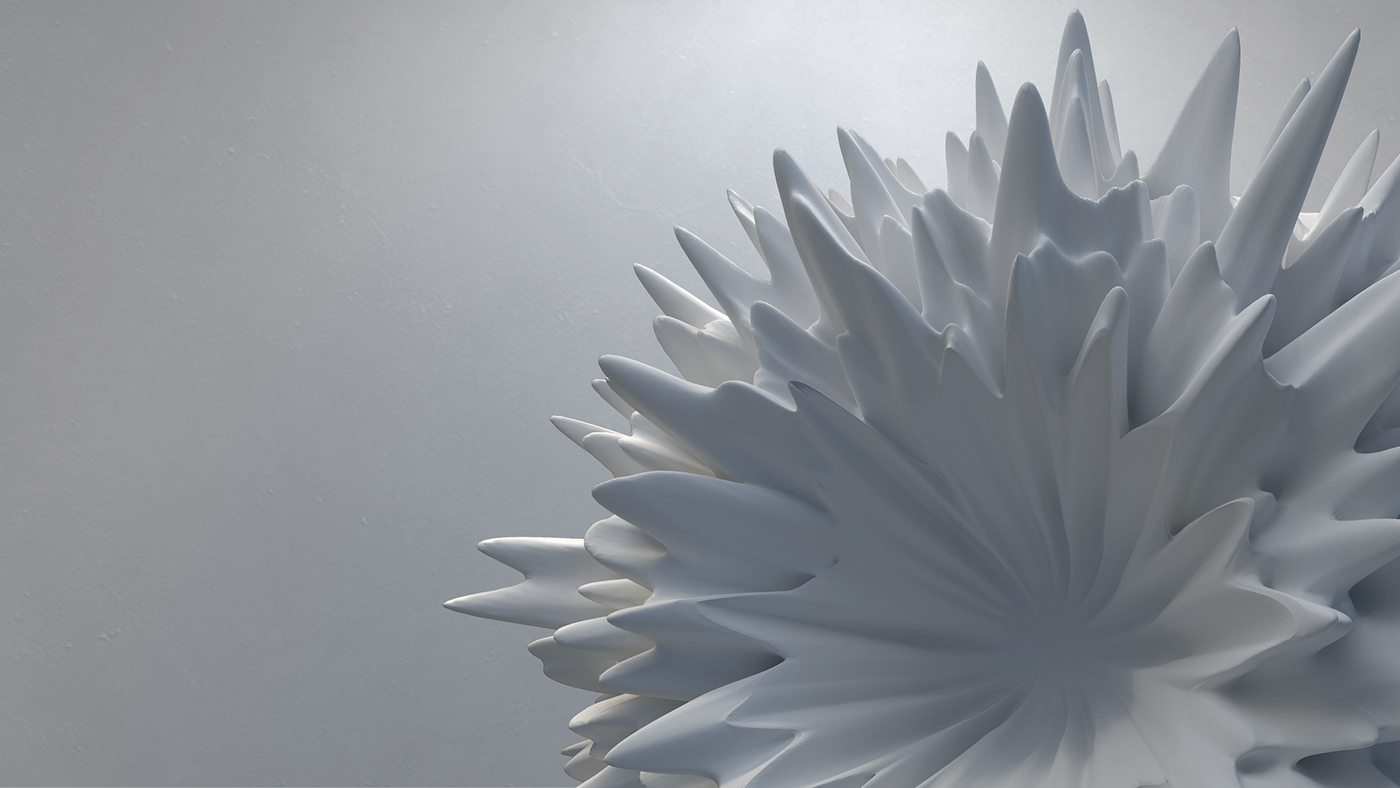 explosion impact White winter cold ice center parametric sculpture 3D