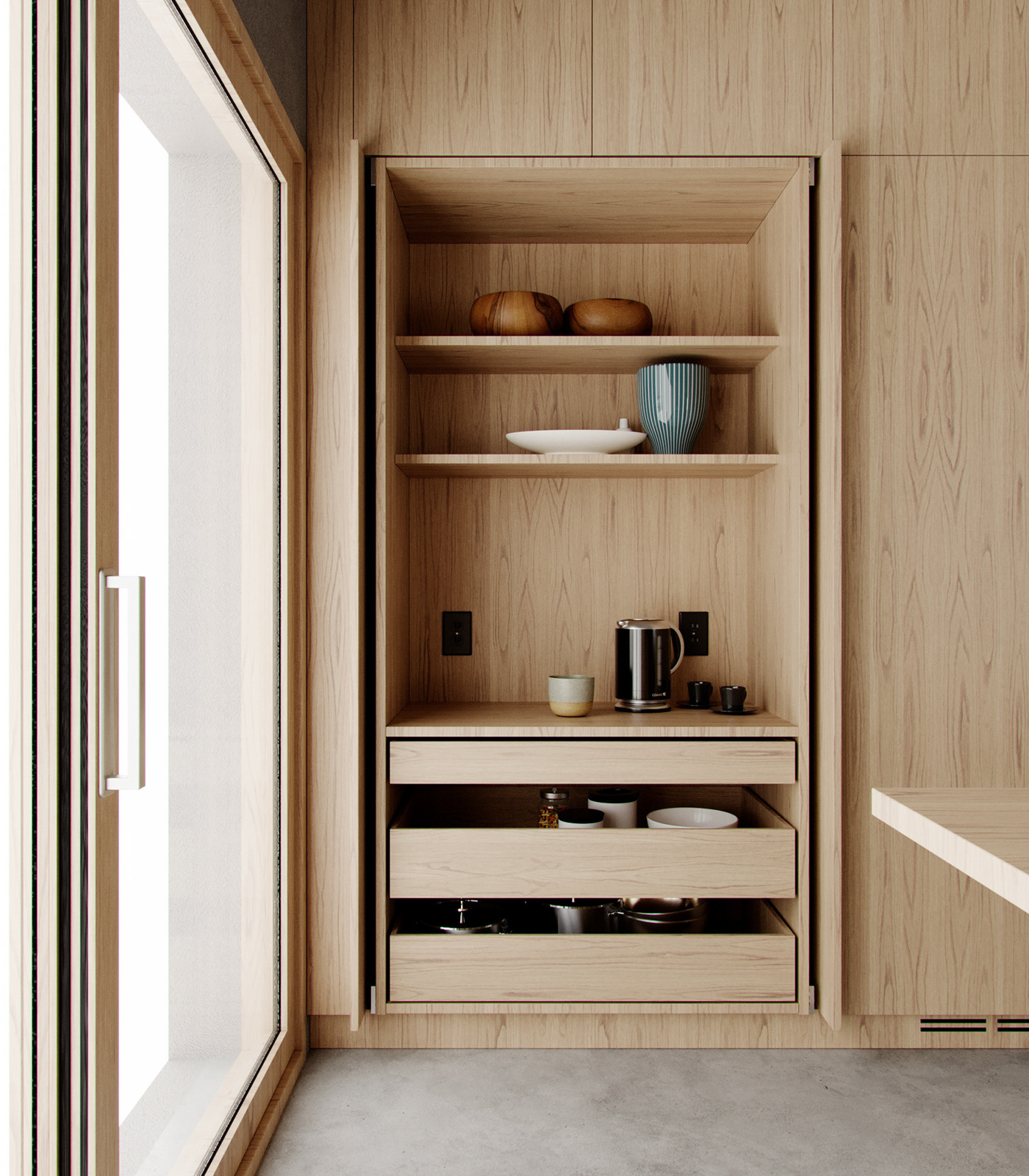 3D CGI cinema 4d corona render  interior design  kitchen nordic visualization warm wood