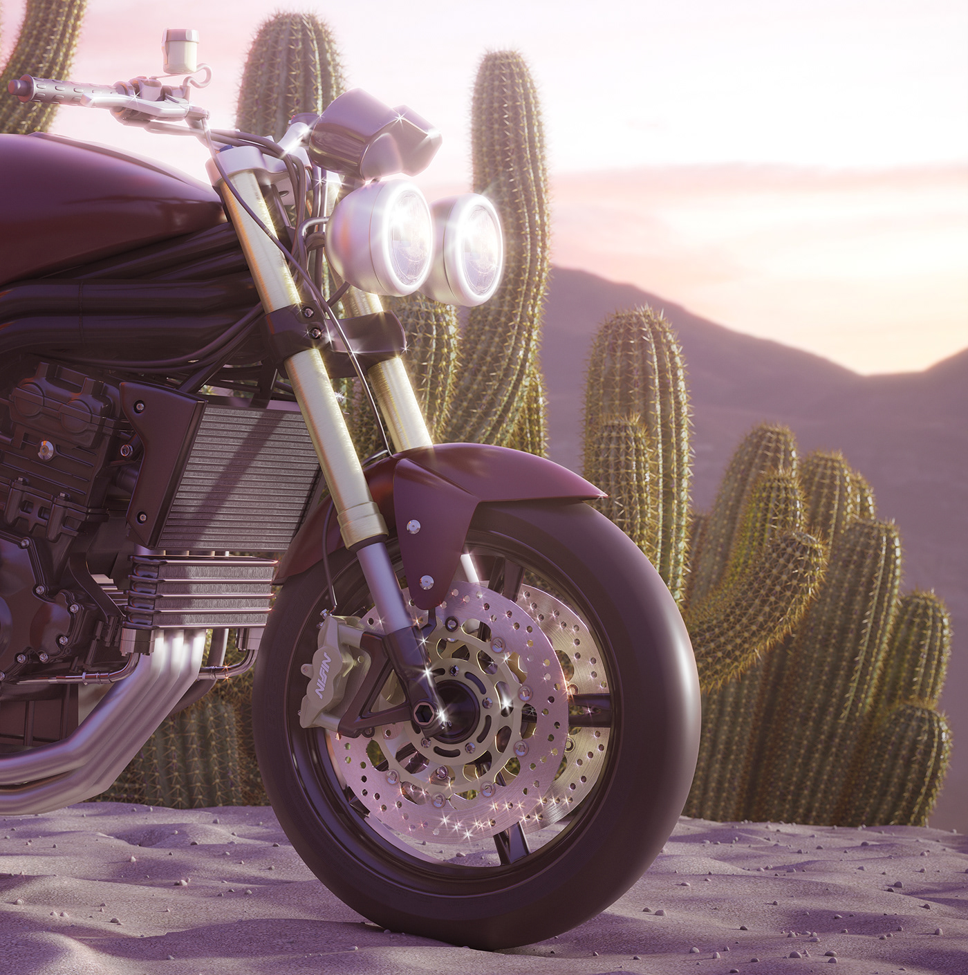 3dmax 3ds corona render  desert motorcycle sculpture SKY Space 