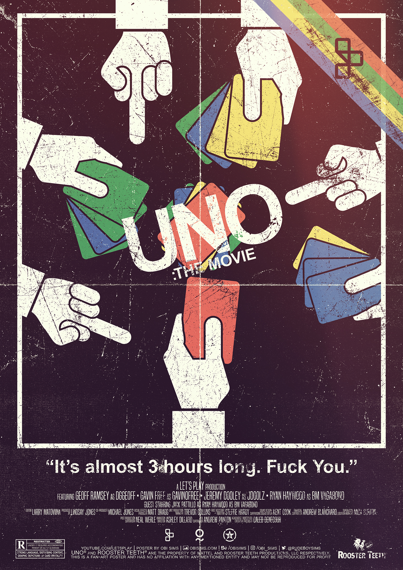 Rooster teeth UNO uno the movie poster free fan art obi sims rudeboysims