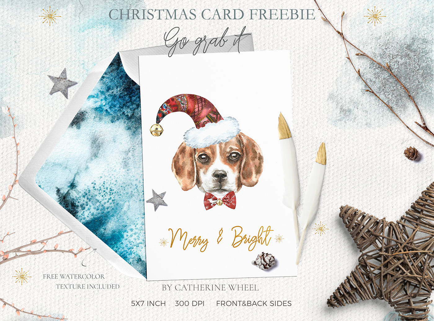 free freebie watercolor dog giveaway card printable DIY ILLUSTRATION  nursery