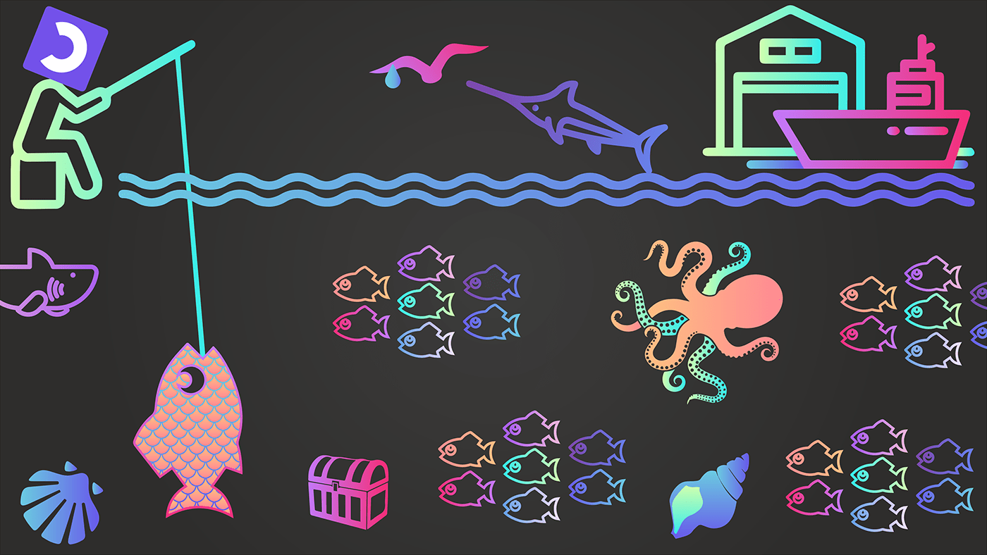 Digital Art  Drawing  fish gradient Illustrator Openclassrooms pechakucha story storyboard storytelling  