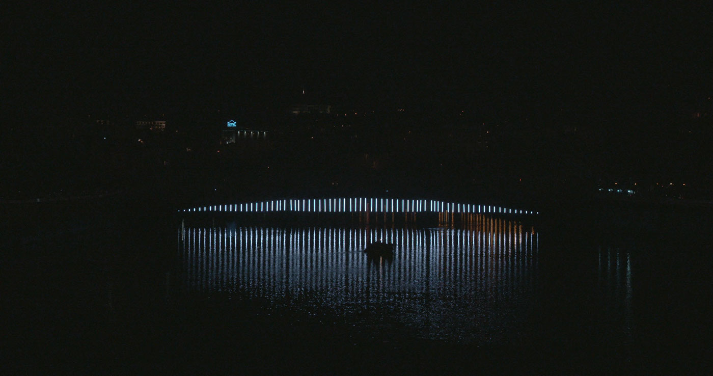 ceremony lights light show san sebastian bridge abstract Mapping led projection minimalist Urban night european capital culture spain donostia
