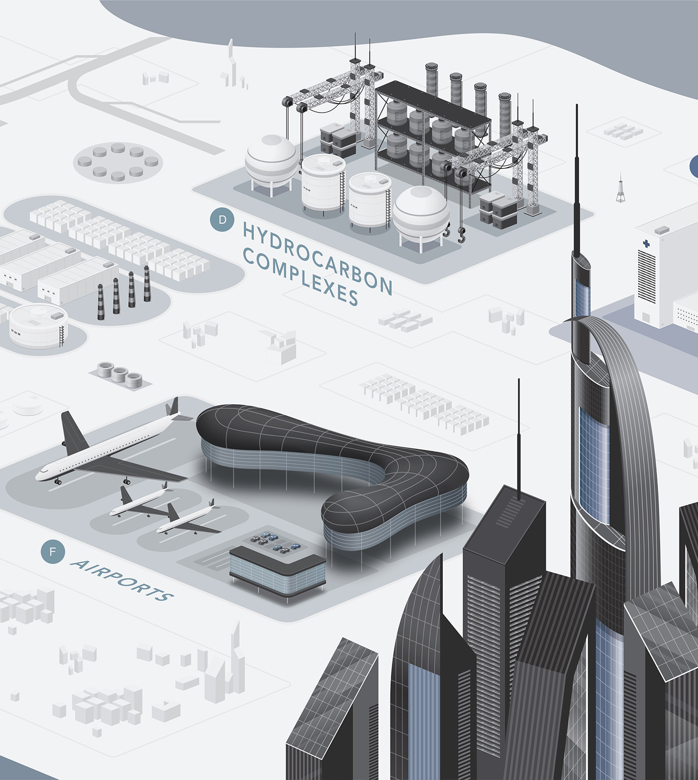construction medical industry medical future Future cities airports power plant