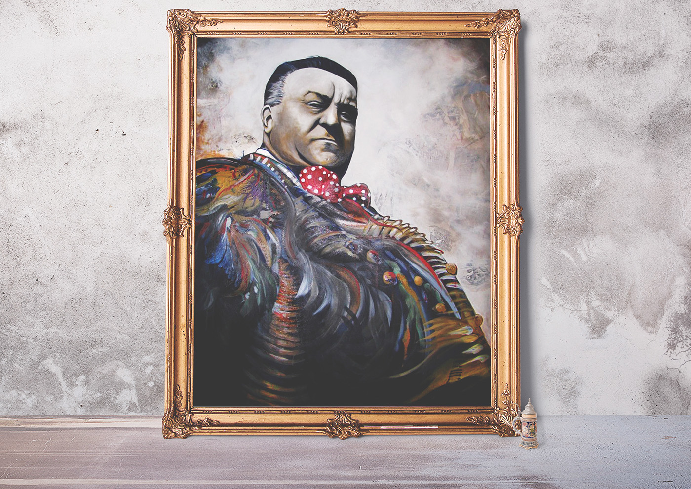 minneapolis hautedish fernand point chef commission large portrait artwork contemporary acrylic paint face art man