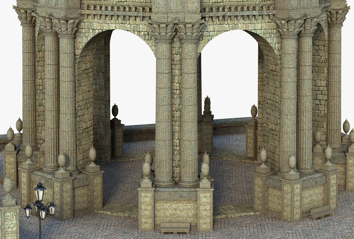 fantasy medieval palace temple sunet 3D Maya Mons MARC MONS