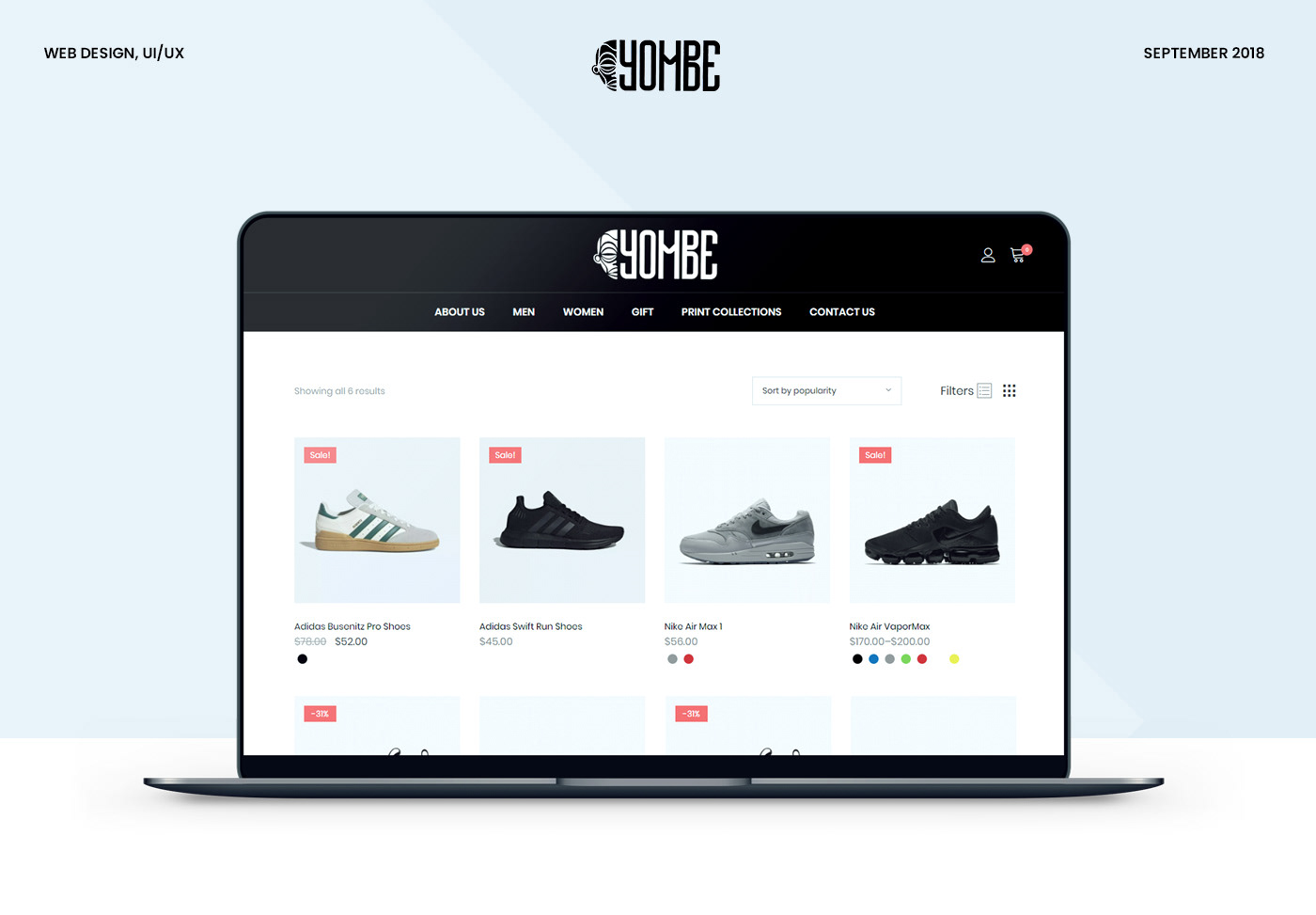 Ecommerce e-commerce Web Design  yombe Shoes store