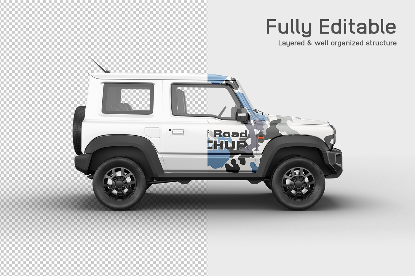 advertising mockup camouflage car mockup jeep LandRover off road car roadster stickers Suzuki Vinyl Wrap