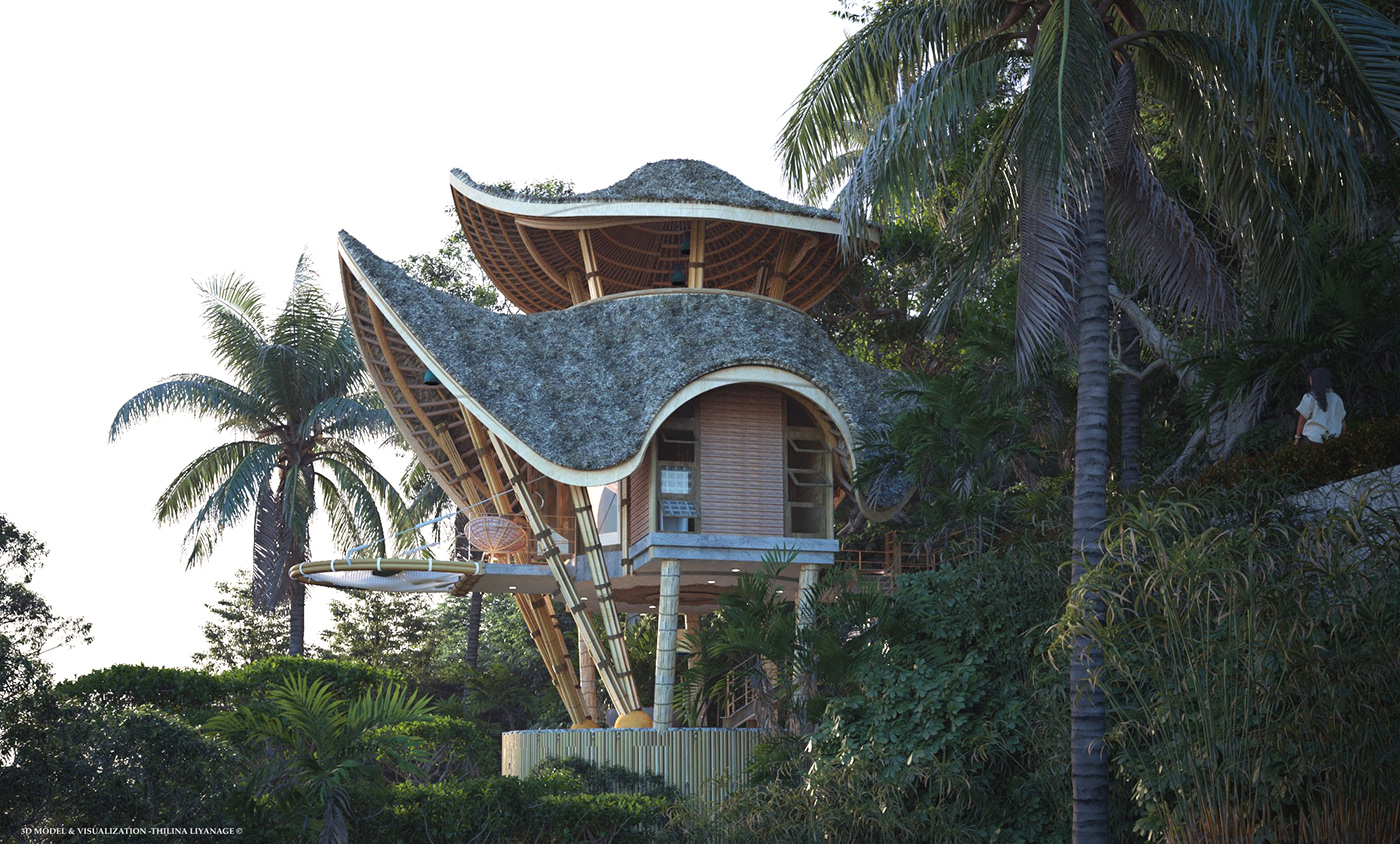architecture bamboo architecture thilina liyanage 3d modeling visualization balinese Bali Villas Villa Architectural Concepts hotel concepts