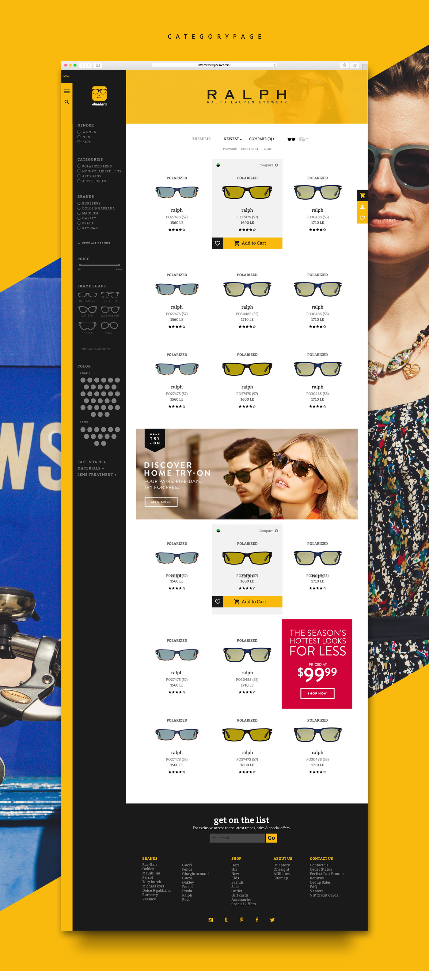 UI/UX Sunglasses sunglasses ecommerce
