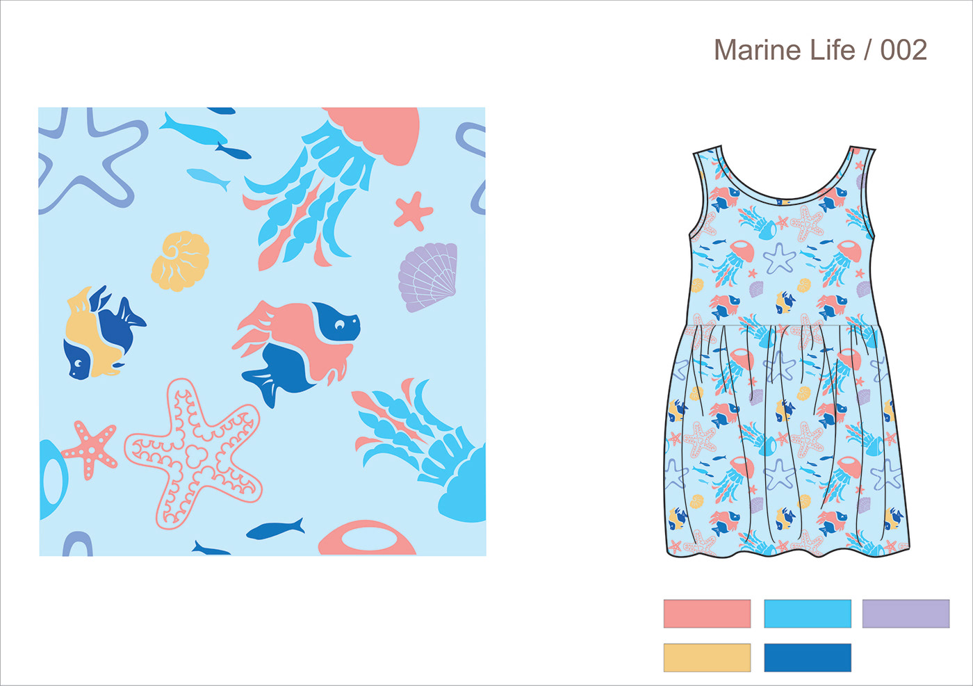 marine life Ocean beach Fashion  Clothing apparel T-Shirt Design frocks for girls