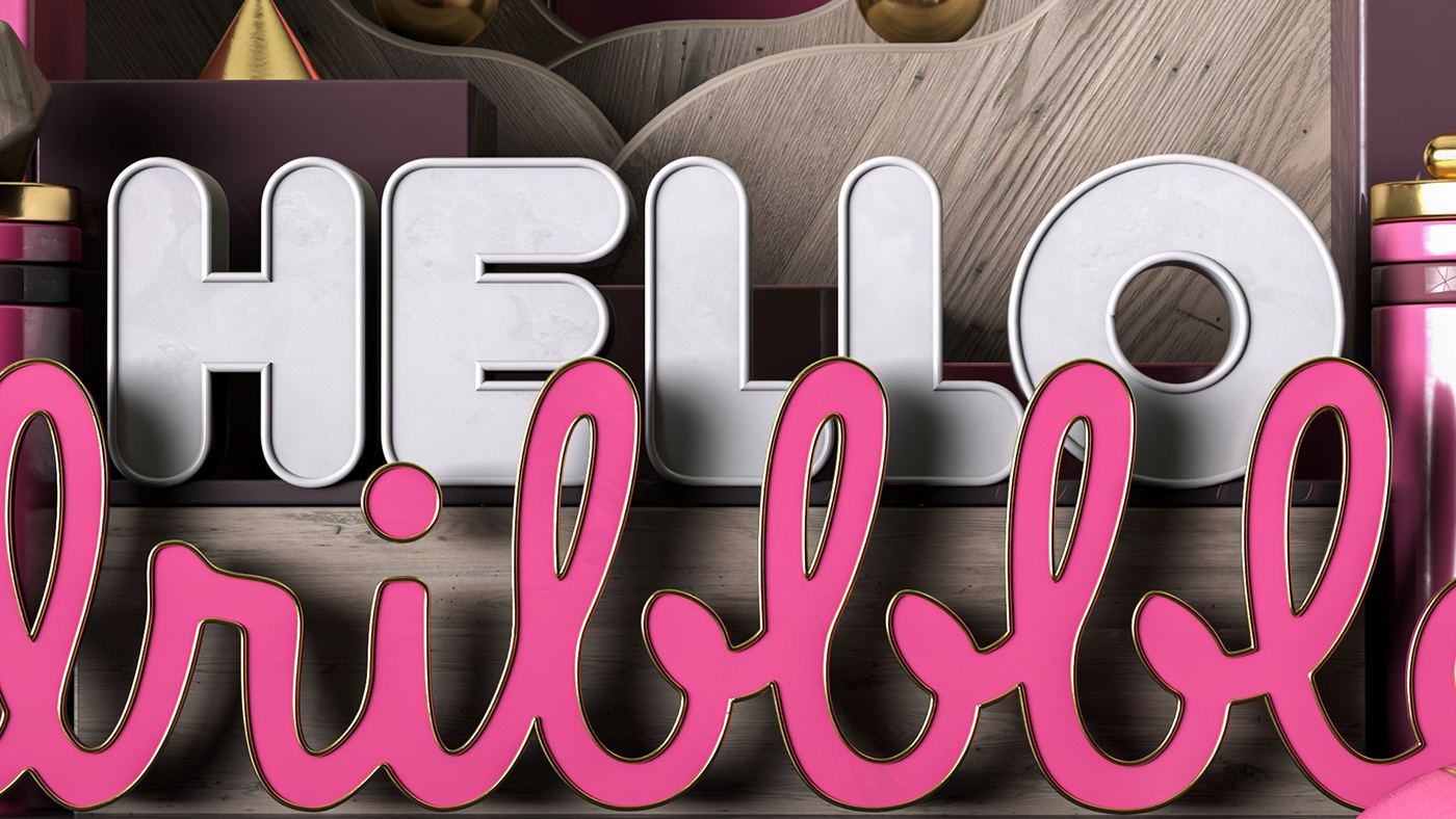 dribbble Behance hello dimension 3D composition modern art inspiration pink